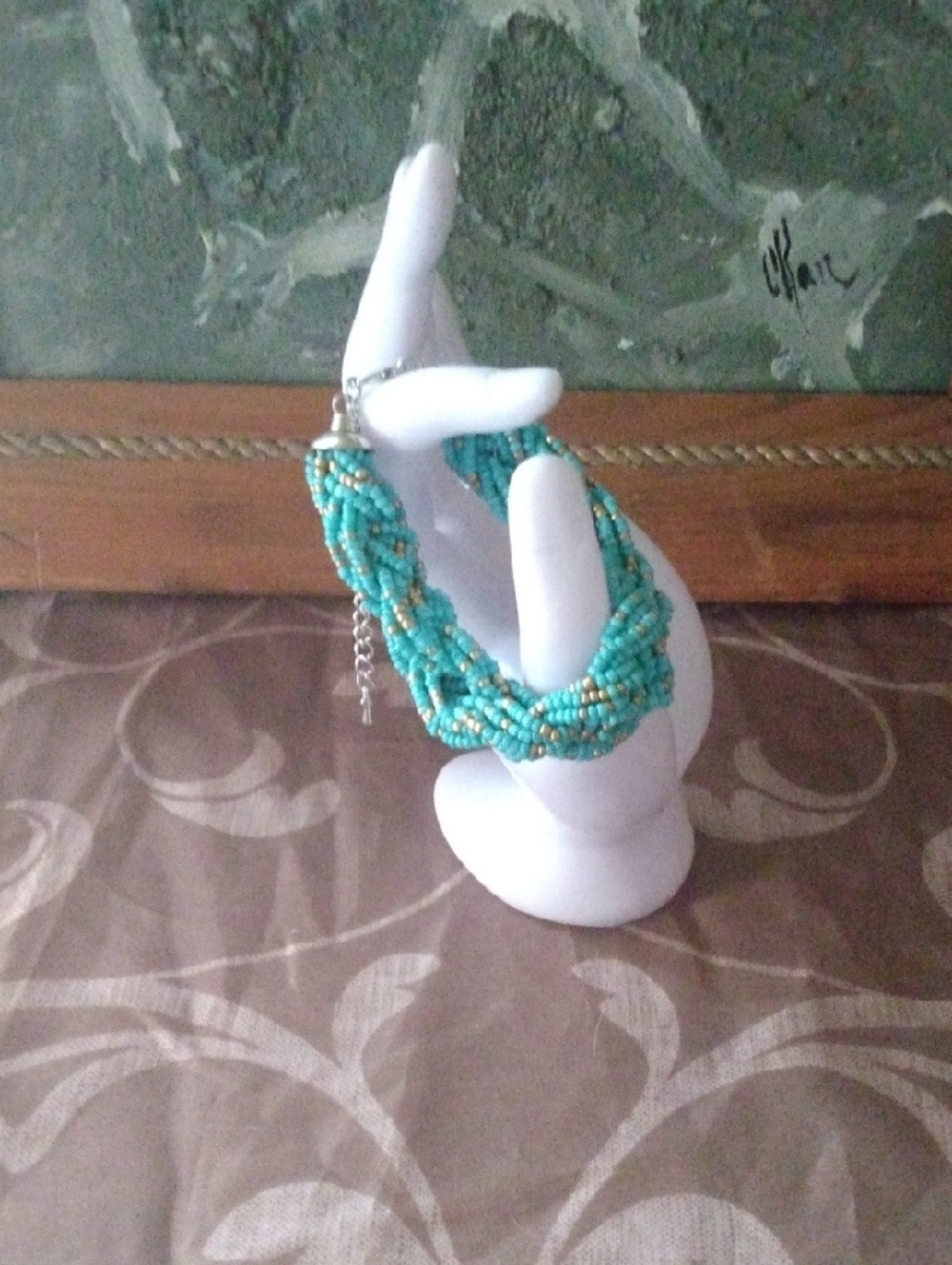 Turquoise Beaded Braided Bracelet - Elegant Women's Jewelry